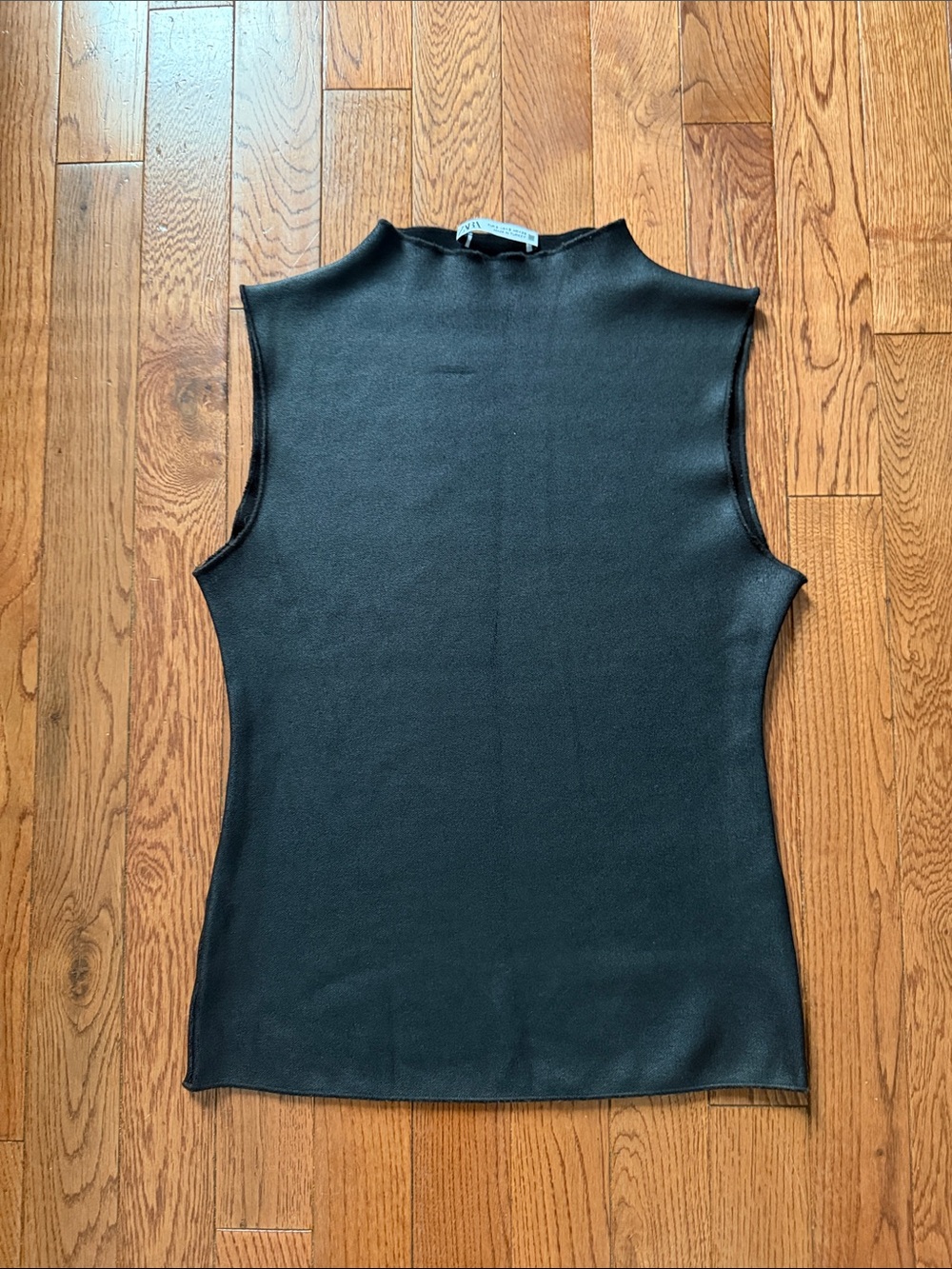 Zara Black Sleeveless Mock-Neck Tank